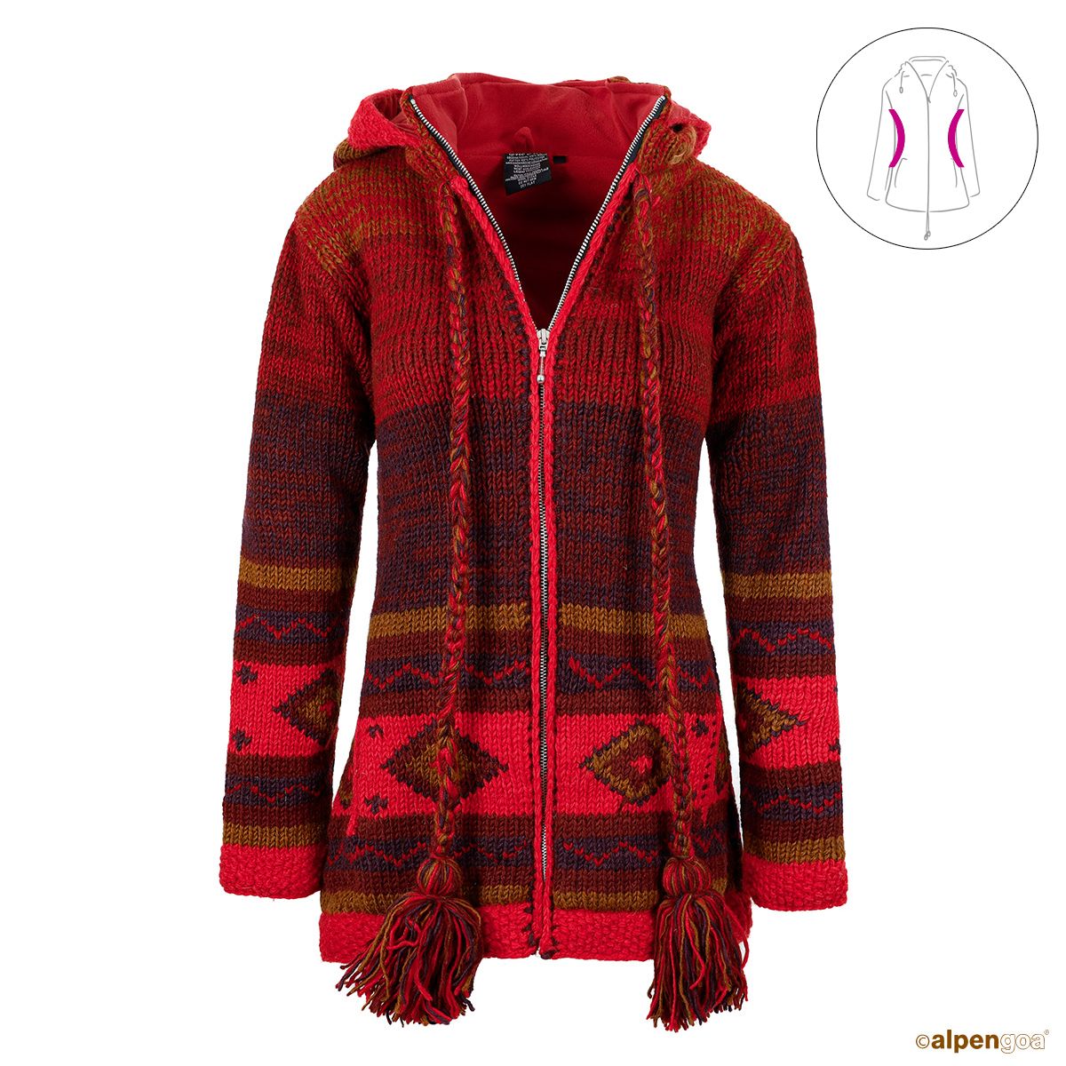 Wolljacke im Norweger Muster Rot